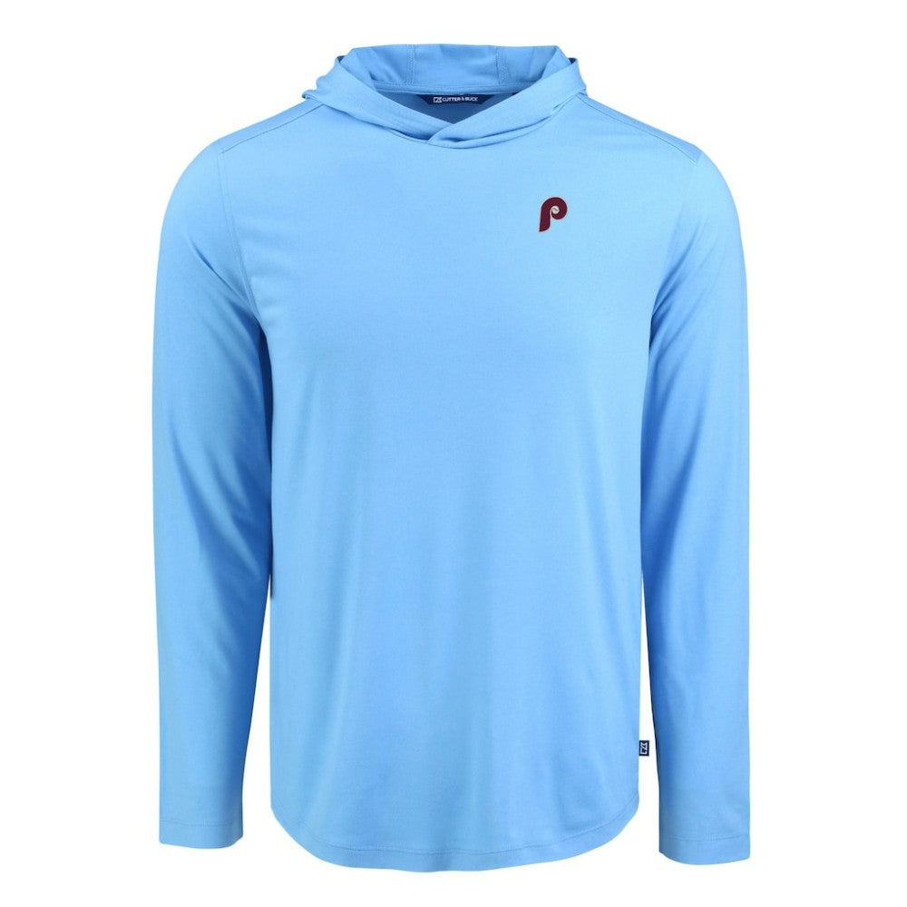 Philadelphia Phillies Cutter & Buck Coastline Epic Comfort Recycled Eco Hoodie Long Sleeve T-Shirt Light Blue