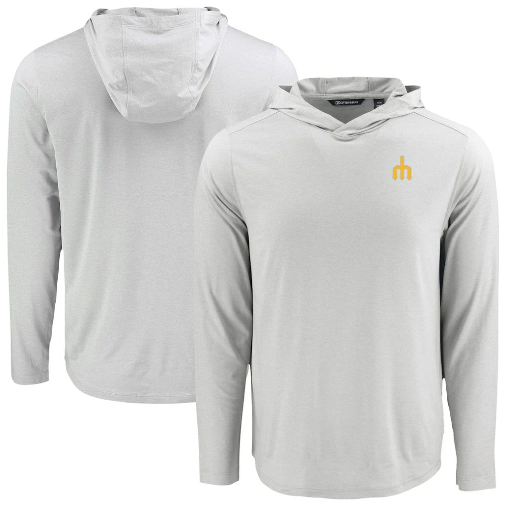Seattle Mariners Cutter & Buck Coastline Epic Comfort Recycled Eco Hoodie Long Sleeve T-Shirt Gray