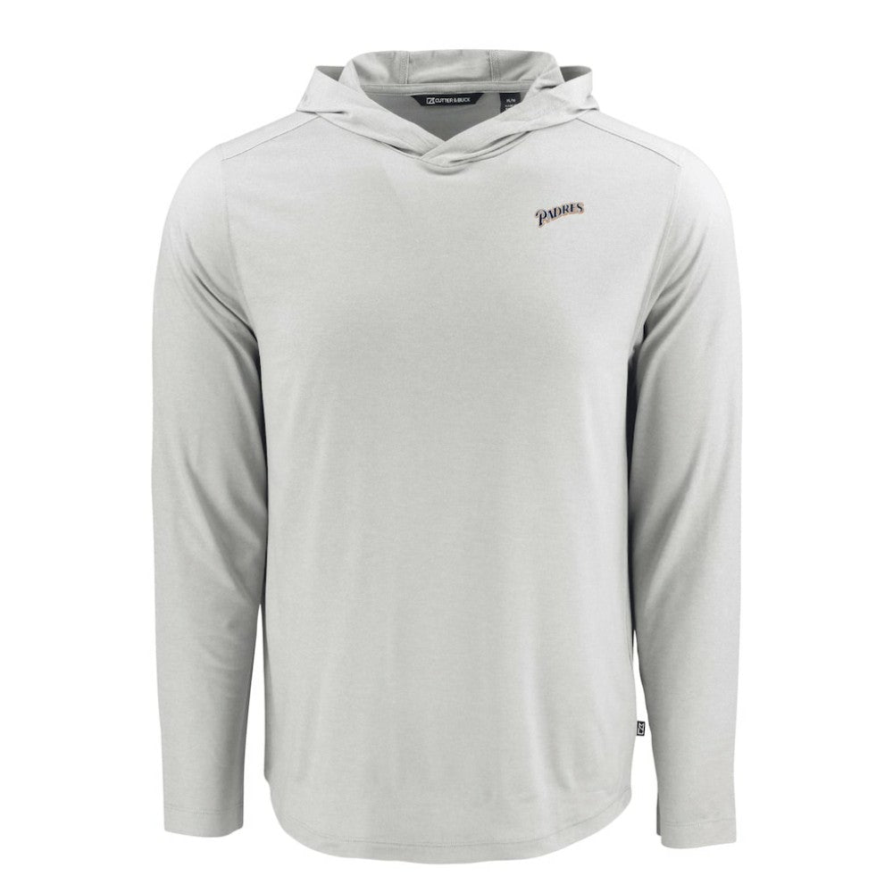 San Diego Padres Cutter & Buck Coastline Epic Comfort Recycled Eco Hoodie Long Sleeve T-Shirt Gray