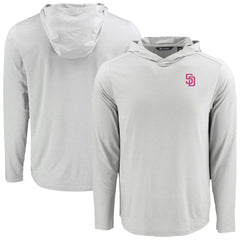 San Diego Padres Cutter & Buck Coastline Epic Comfort Recycled Eco Hoodie Long Sleeve T-Shirt Gray