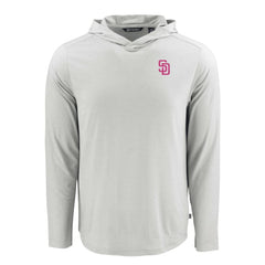 San Diego Padres Cutter & Buck Coastline Epic Comfort Recycled Eco Hoodie Long Sleeve T-Shirt Gray