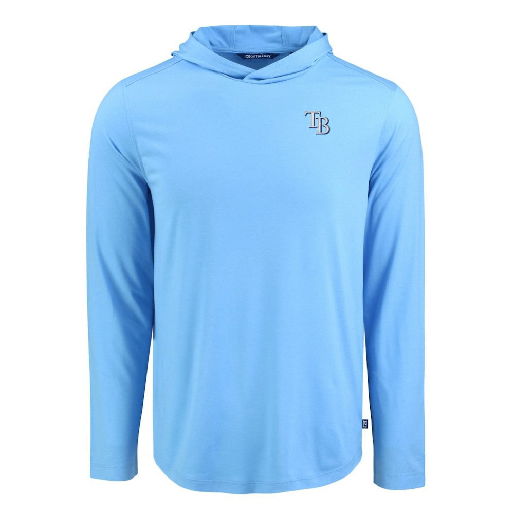 Tampa Bay Rays Cutter & Buck Coastline Epic Comfort Recycled Eco Hoodie Long Sleeve T-Shirt Light Blue