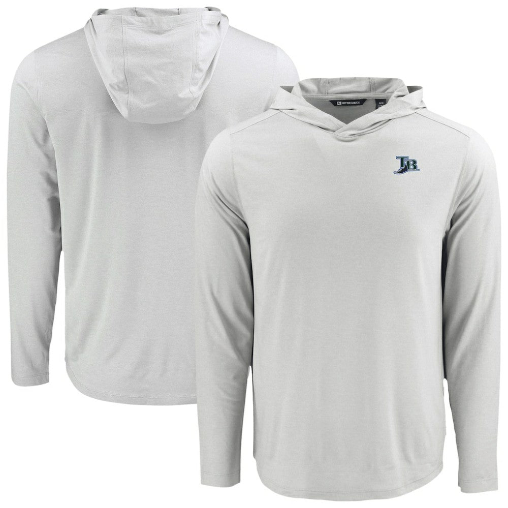 Tampa Bay Rays Cutter & Buck Coastline Epic Comfort Recycled Eco Hoodie Long Sleeve T-Shirt Gray