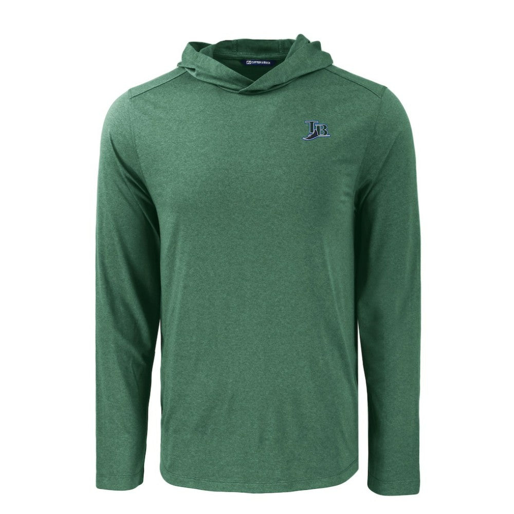 Tampa Bay Rays Cutter & Buck Coastline Epic Comfort Recycled Eco Hoodie Long Sleeve T-Shirt Hunter Green