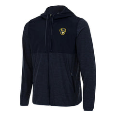 Milwaukee Brewers Antigua Sway Full-Zip Hoodie Navy