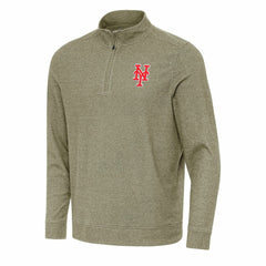 New York Mets Antigua Subtle Quarter-Zip Sweatshirt Heather Olive