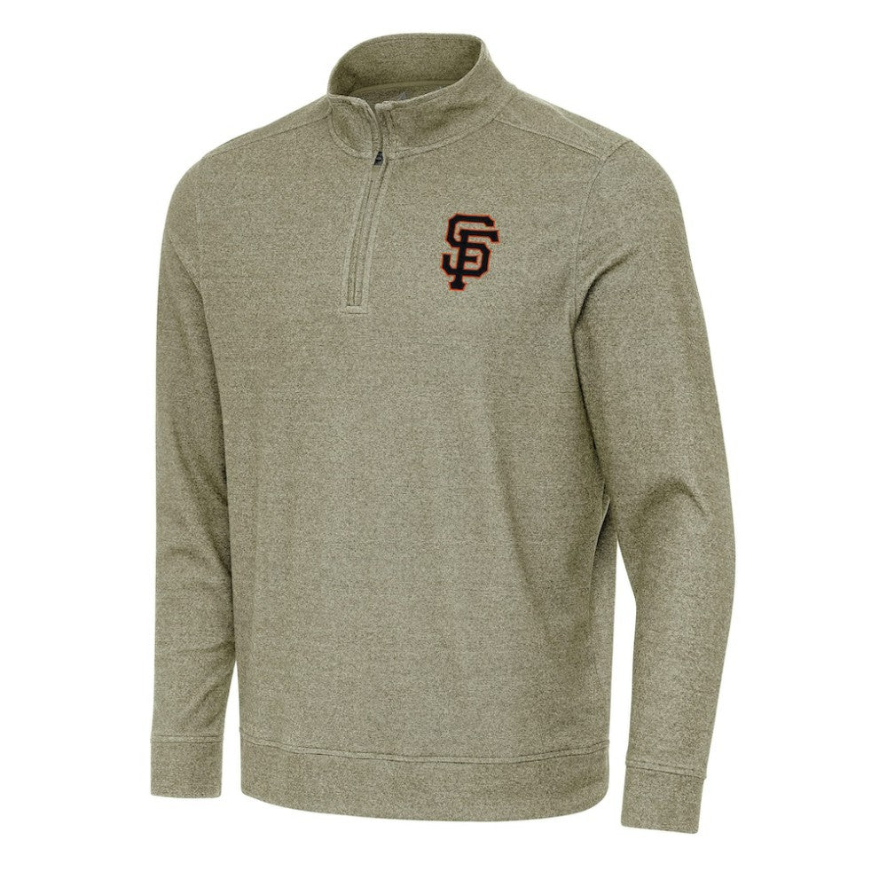 San Francisco Giants Antigua Subtle Quarter-Zip Sweatshirt Heather Olive