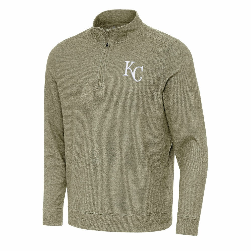 Kansas City Royals Antigua Subtle Quarter-Zip Sweatshirt Heather Olive