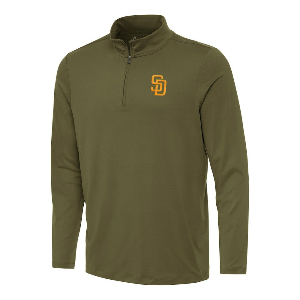 San Diego Padres Antigua Reprocess Quarter-Zip Top Olive