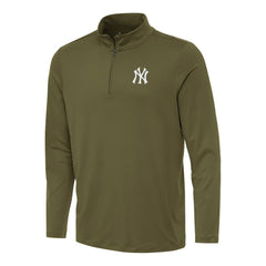 New York Yankees Antigua Reprocess Quarter-Zip Top Olive