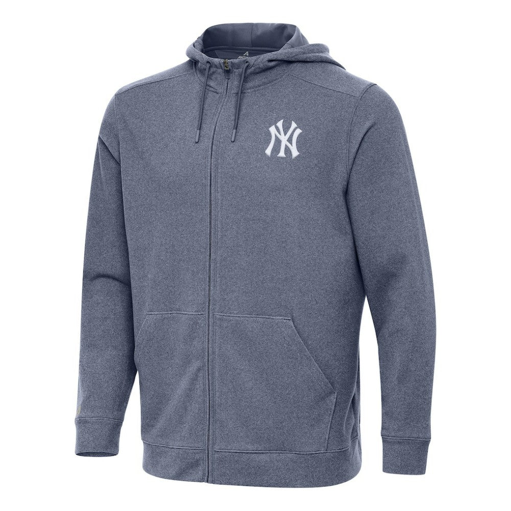 New York Yankees Antigua Effortless Full-Zip Hooded Jacket Heather Navy