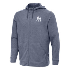 New York Yankees Antigua Effortless Full-Zip Hooded Jacket Heather Navy