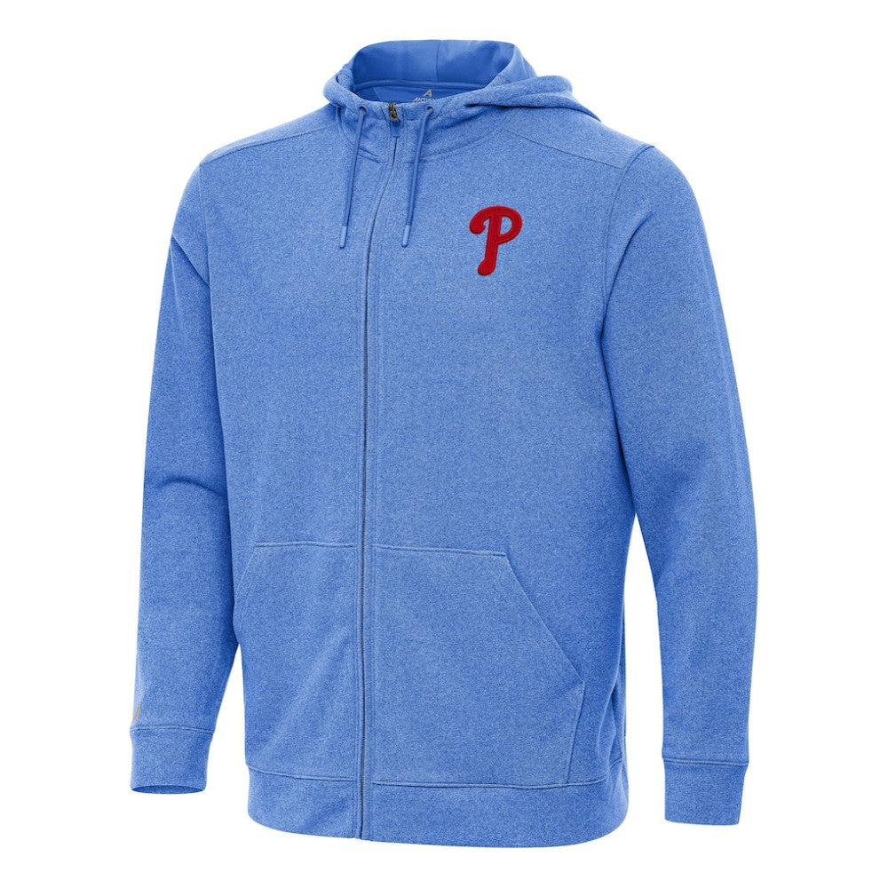 Philadelphia Phillies Antigua Effortless Full-Zip Hooded Jacket Heather Royal