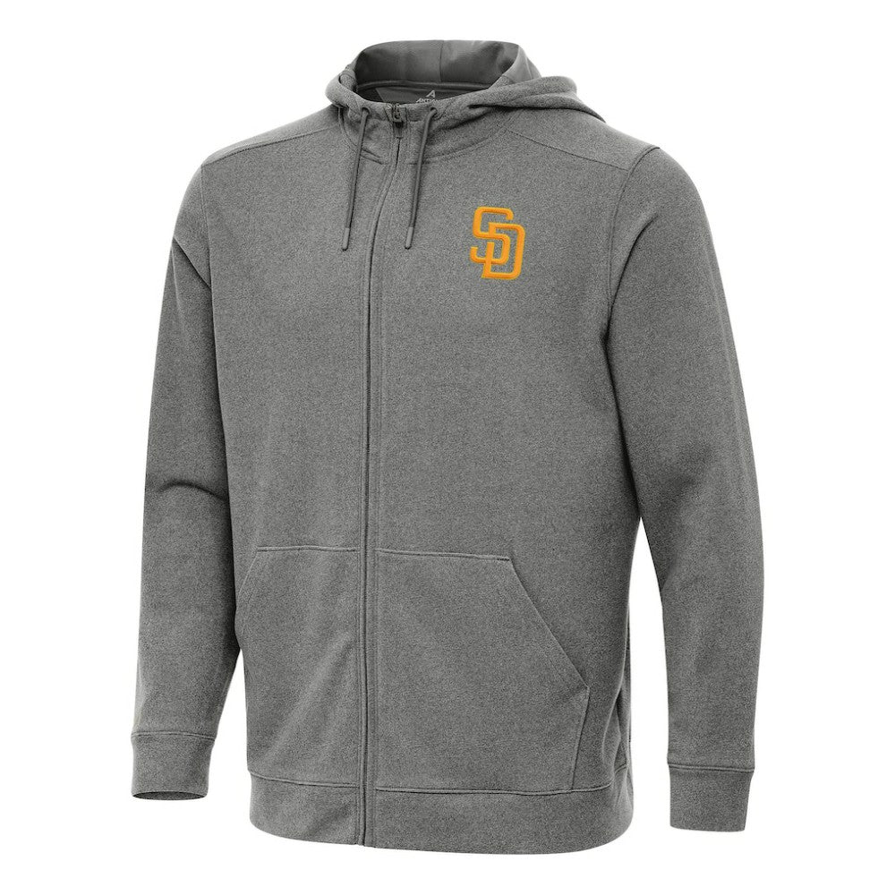 San Diego Padres Antigua Effortless Full-Zip Hooded Jacket Heather Black