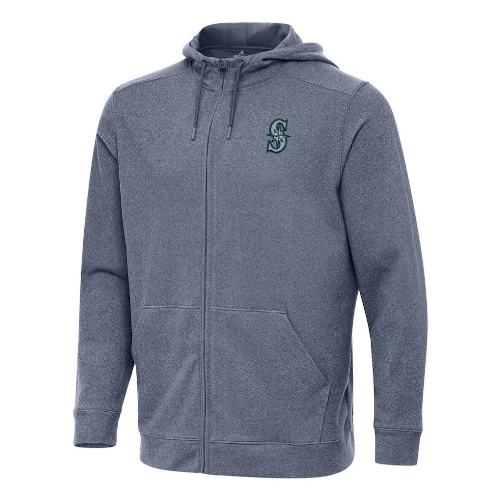 Seattle Mariners Antigua Effortless Full-Zip Hooded Jacket Heather Navy