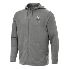 Chicago White Sox Antigua Effortless Full-Zip Hooded Jacket Heather Black