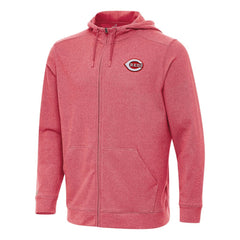 Cincinnati Reds Antigua Effortless Full-Zip Hooded Jacket Heather Red