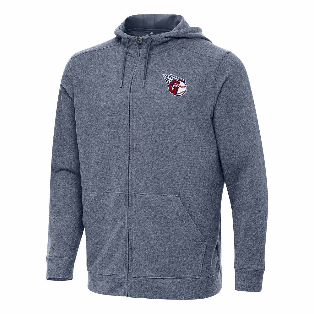 Cleveland Guardians Antigua Effortless Full-Zip Hooded Jacket Heather Navy