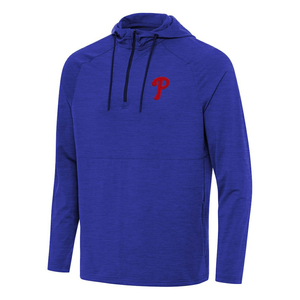 Philadelphia Phillies Antigua Spikes Quarter-Zip Pullover Hoodie Heather Royal