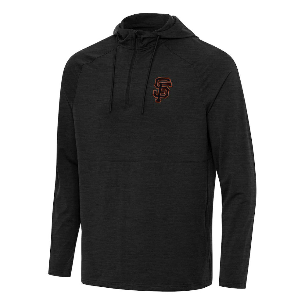 San Francisco Giants Antigua Spikes Quarter-Zip Pullover Hoodie Heather Black