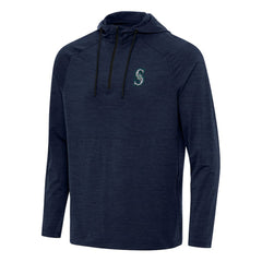 Seattle Mariners Antigua Spikes Quarter-Zip Pullover Hoodie Heather Navy