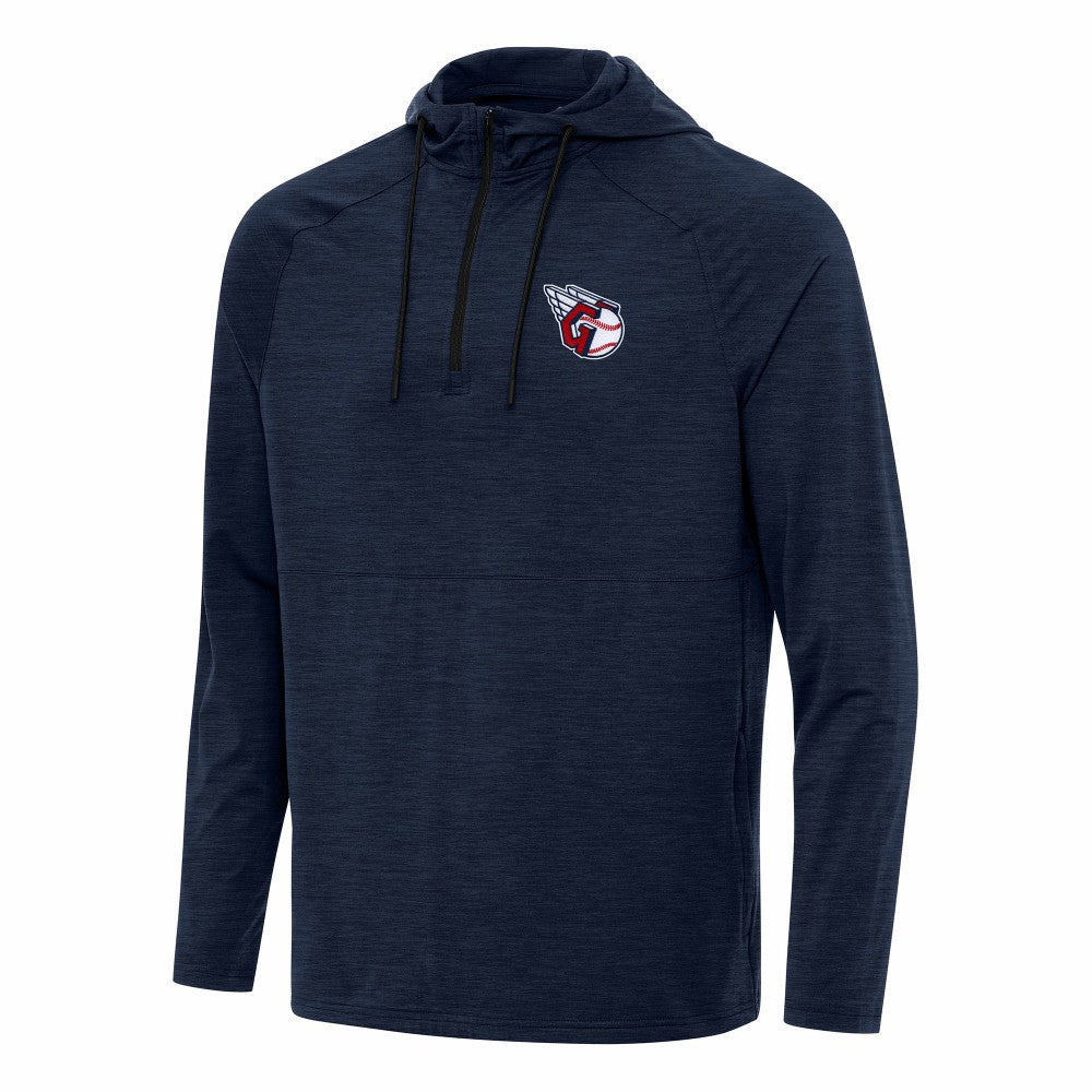 Cleveland Guardians Antigua Spikes Quarter-Zip Pullover Hoodie Heather Navy