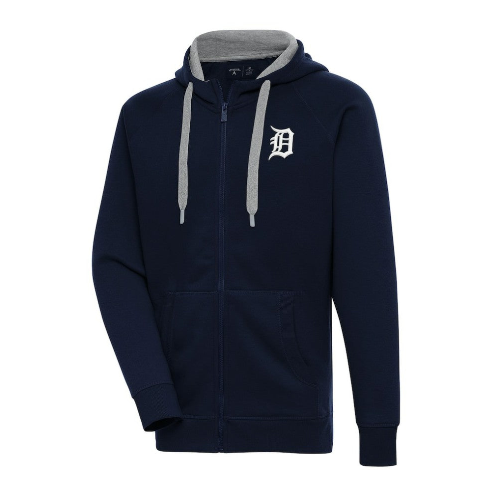 Detroit Tigers Antigua Big & Tall Victory Full-Zip Hoodie Jacket Navy
