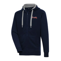Atlanta Braves Antigua Big & Tall Victory Full-Zip Hoodie Jacket Navy