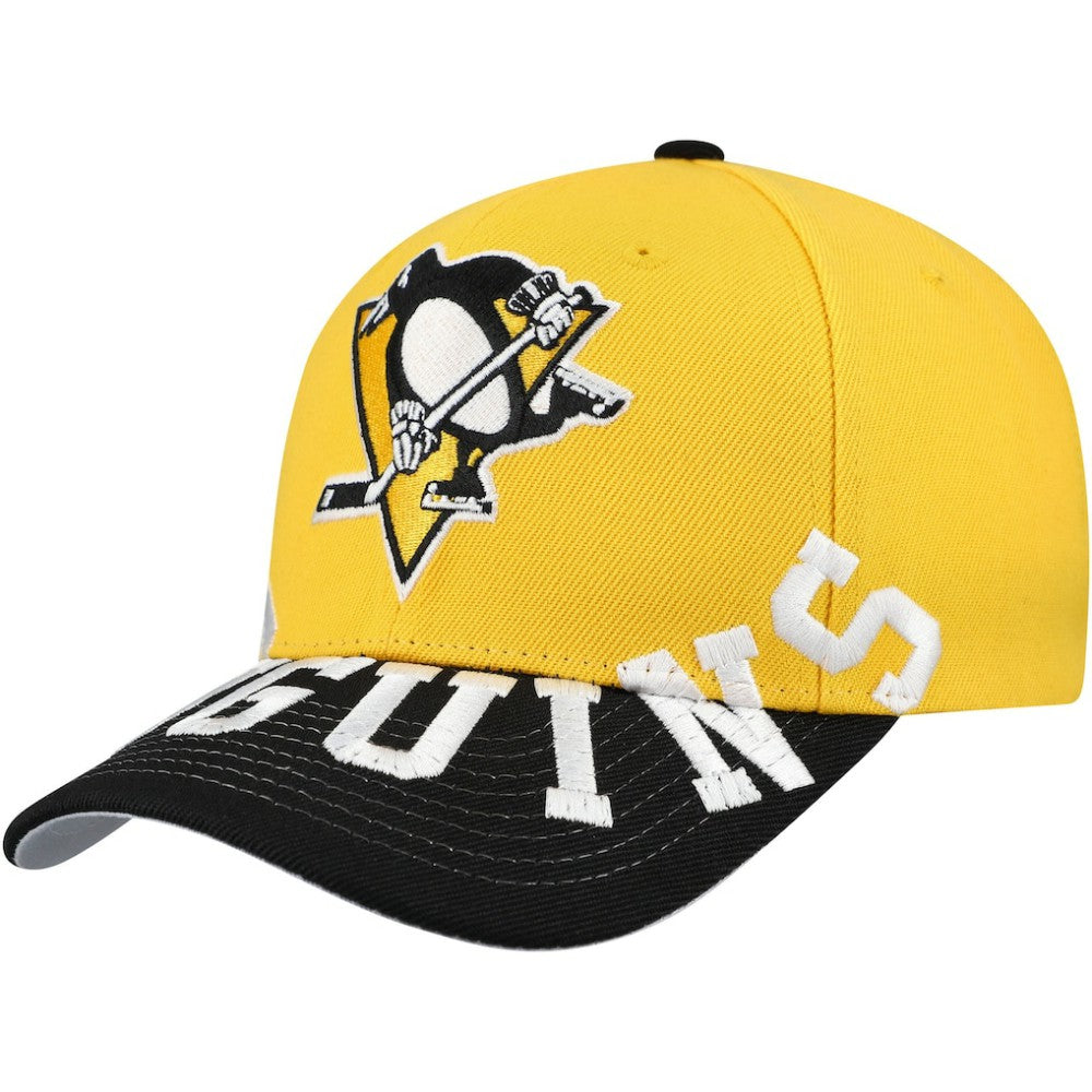 Pittsburgh Penguins Mitchell & Ness Underarch Two-Tone Pro Crown Snapback Hat Gold/Black
