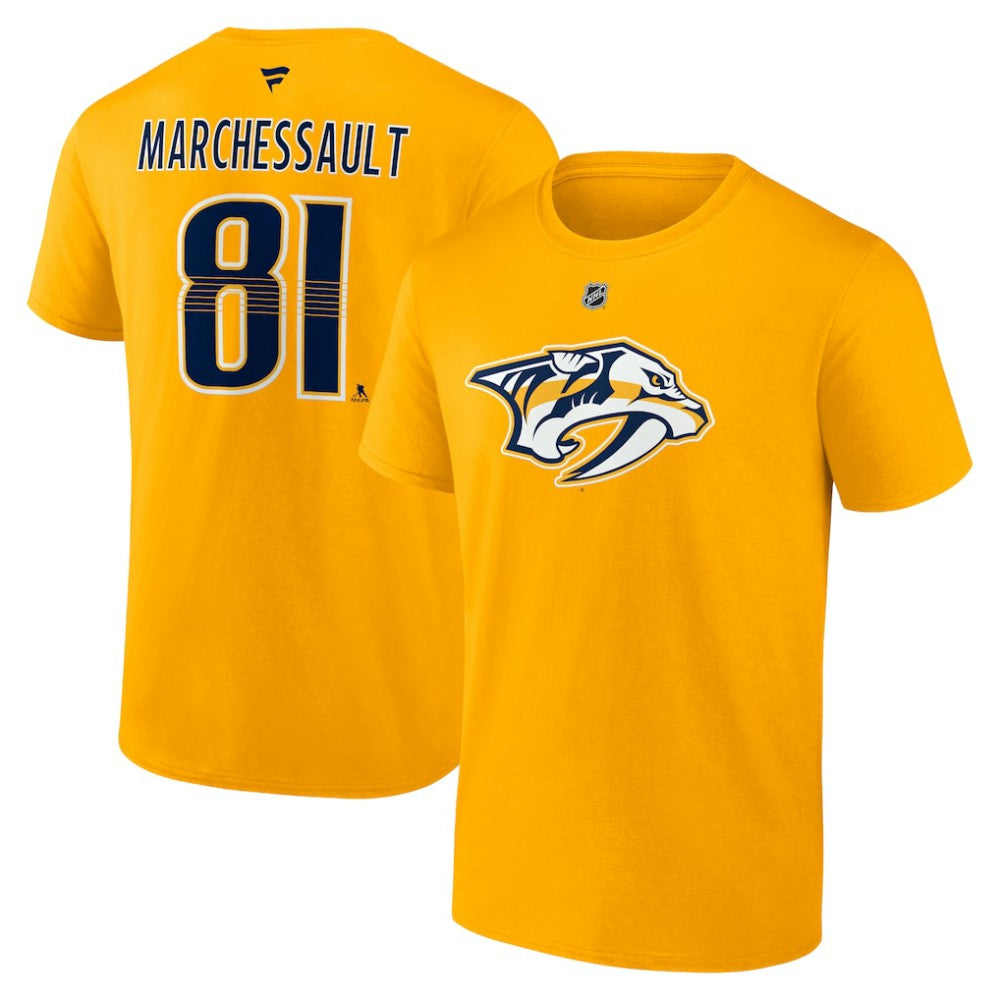 Jonathan Marchessault Nashville Predators Fanatics Authentic Stack Name & Number T-Shirt Gold