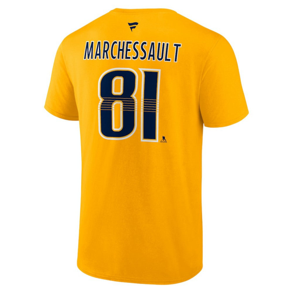 Jonathan Marchessault Nashville Predators Fanatics Authentic Stack Name & Number T-Shirt Gold