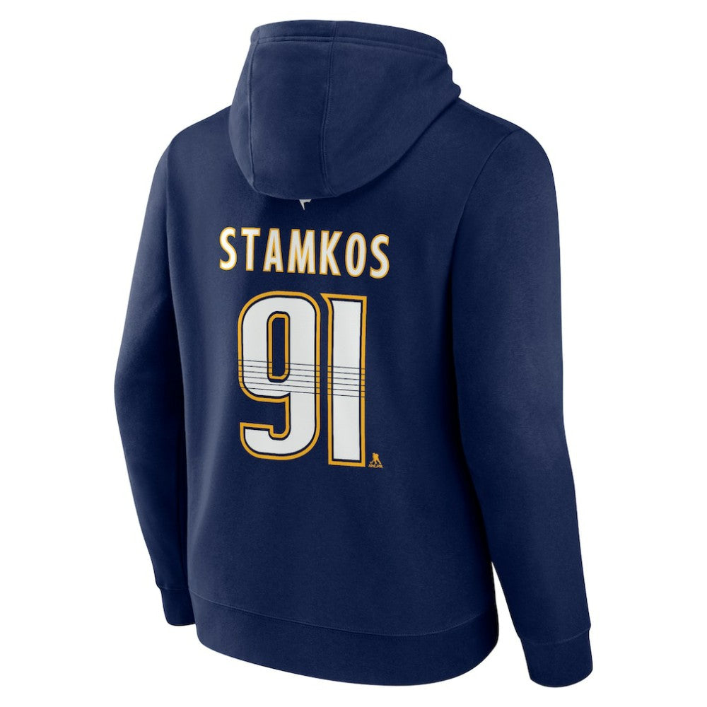 Steven Stamkos Nashville Predators Fanatics Authentic Stack Name & Number Tri-Blend Pullover Hoodie Navy