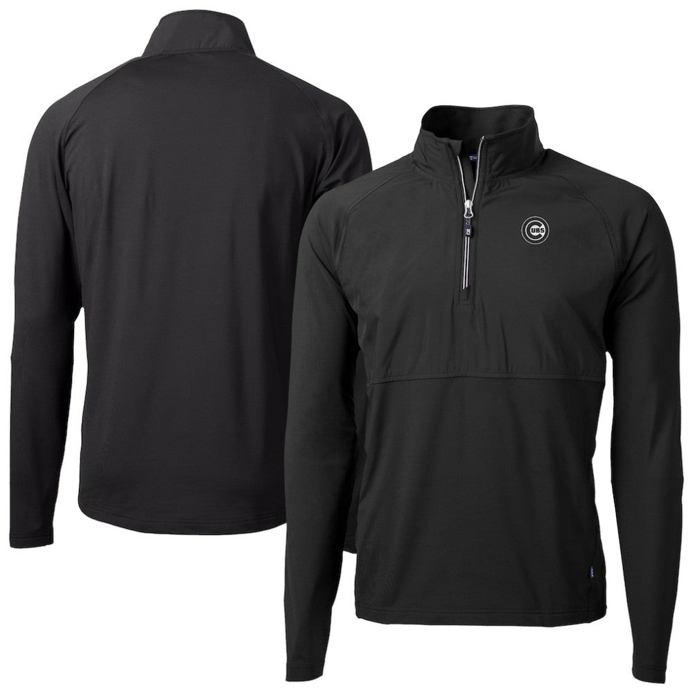Chicago Cubs Cutter & Buck Adapt Eco Hybrid Raglan DryTec Quarter-Zip Jacket Black