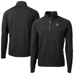 Chicago Cubs Cutter & Buck Adapt Eco Hybrid Raglan DryTec Quarter-Zip Jacket Black