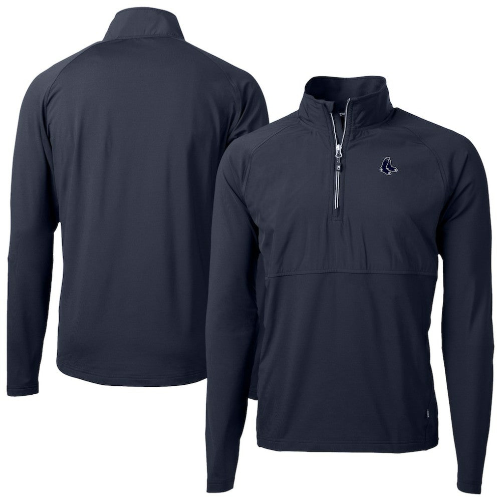 Boston Red Sox Cutter & Buck Adapt Eco Hybrid Raglan DryTec Quarter-Zip Jacket Navy