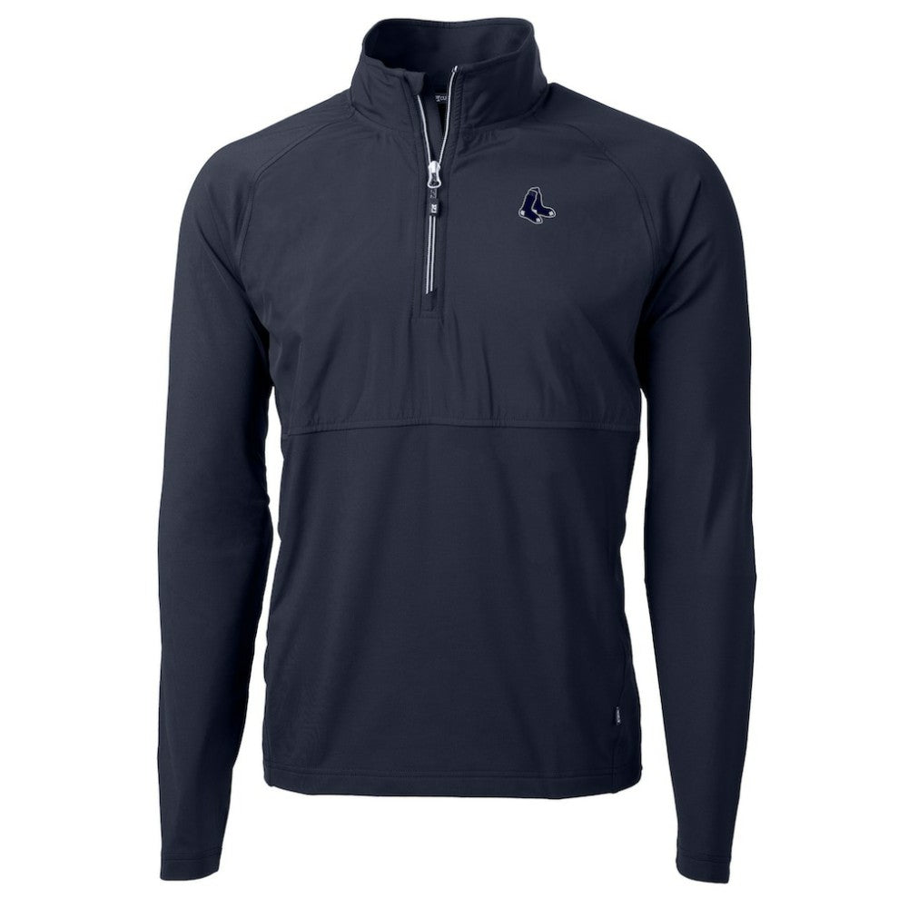 Boston Red Sox Cutter & Buck Adapt Eco Hybrid Raglan DryTec Quarter-Zip Jacket Navy