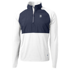 Detroit Tigers Cutter & Buck Adapt Eco Hybrid Raglan DryTec Quarter-Zip Jacket White