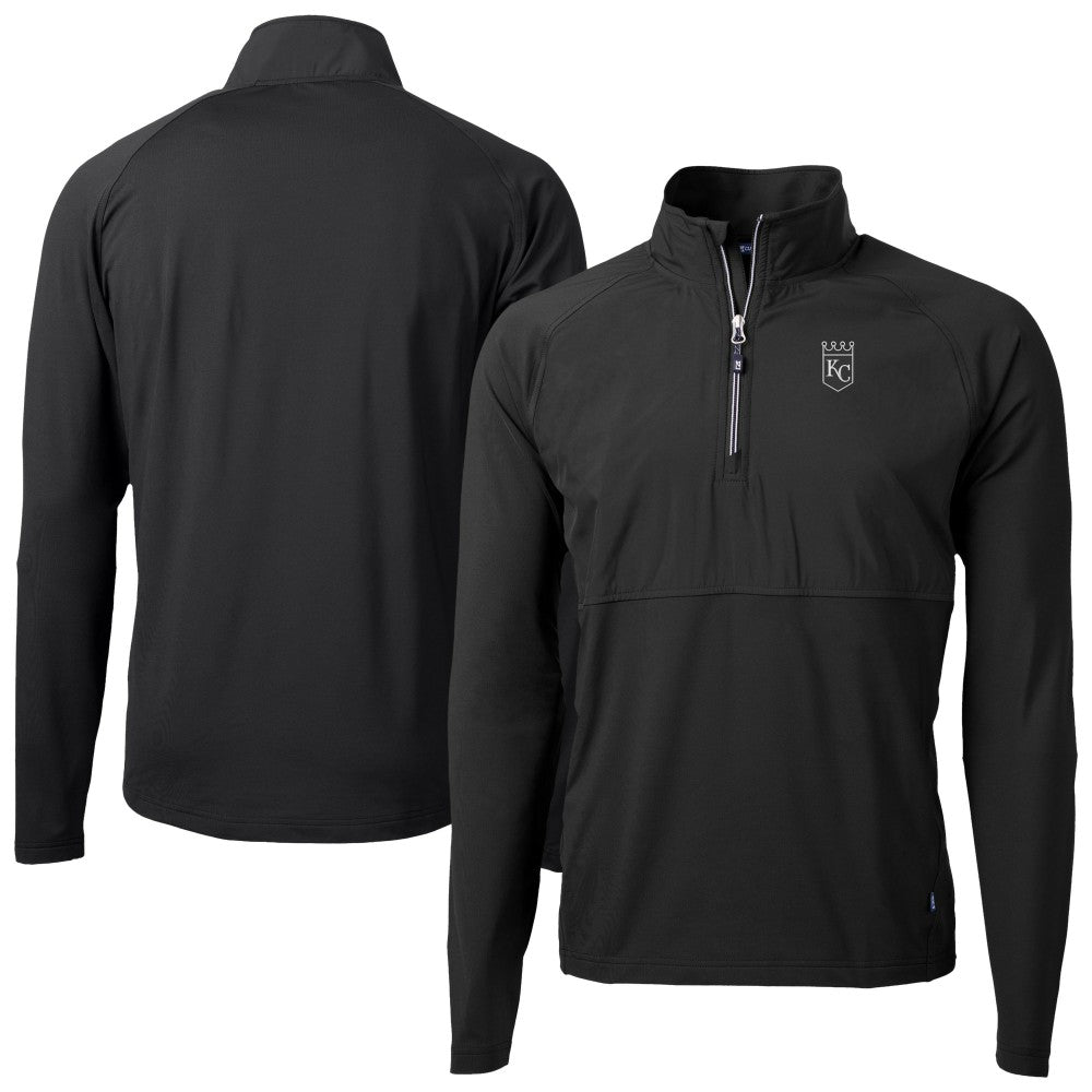 Kansas City Royals Cutter & Buck Adapt Eco Hybrid Raglan DryTec Quarter-Zip Jacket Black