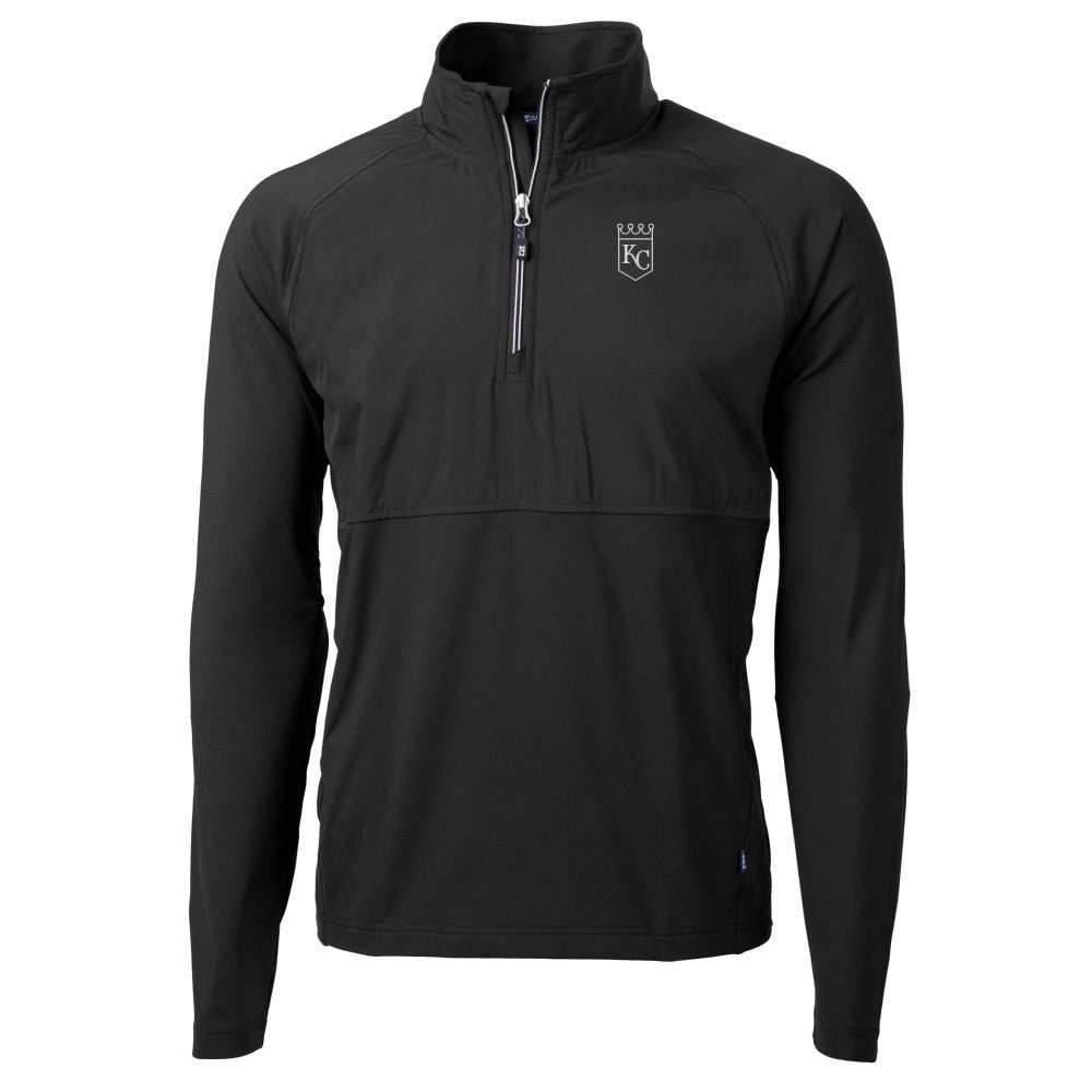 Kansas City Royals Cutter & Buck Adapt Eco Hybrid Raglan DryTec Quarter-Zip Jacket Black