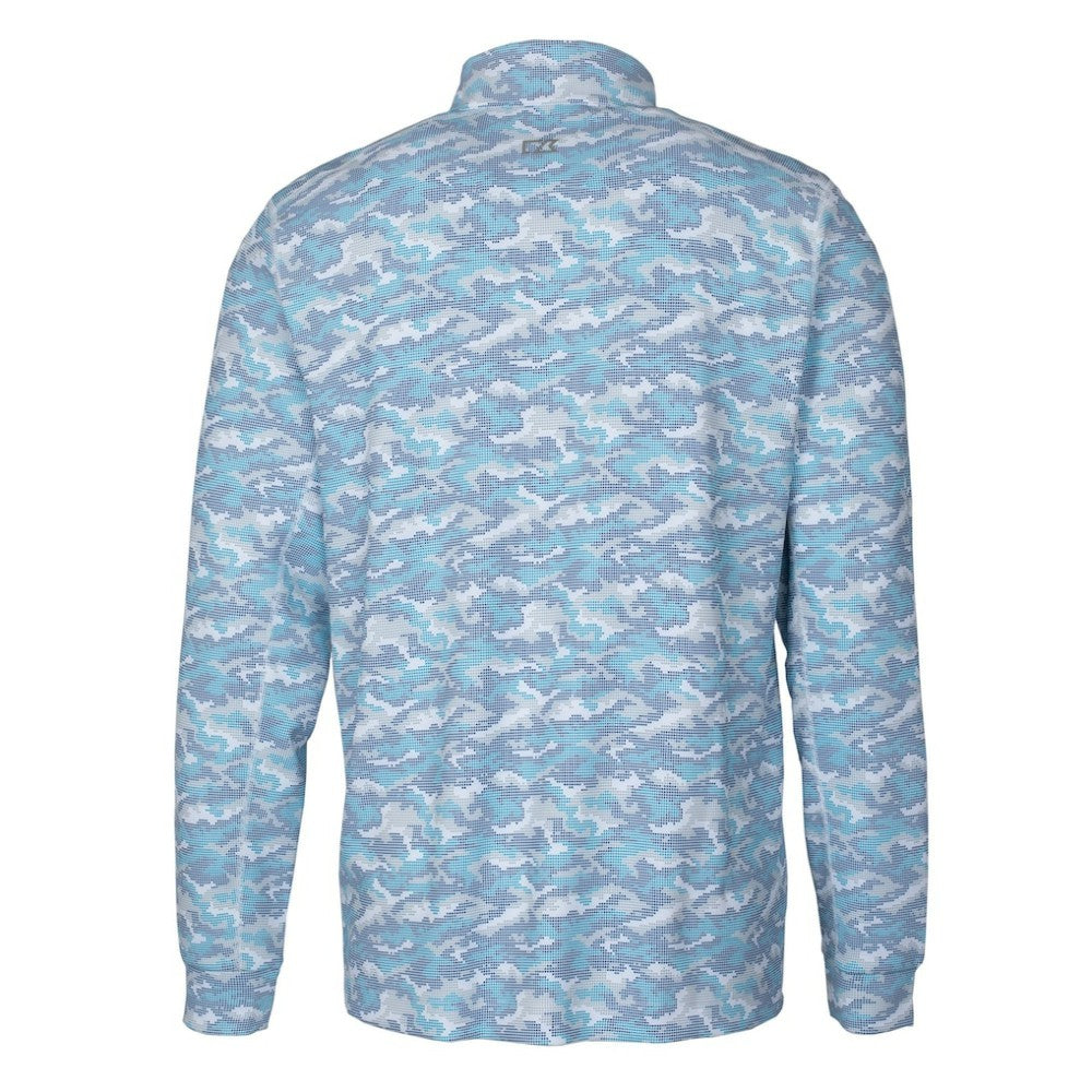 Detroit Tigers Cutter & Buck Traverse Eco Camo Tri-Blend DryTec Quarter-Zip Jacket Light Blue
