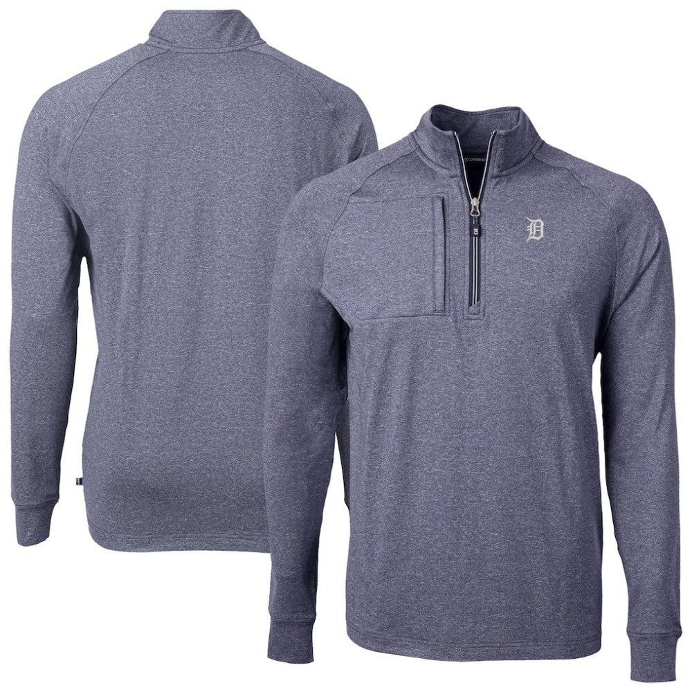 Detroit Tigers Cutter & Buck Adapt Eco Raglan Quarter-Zip Jacket Heather Navy