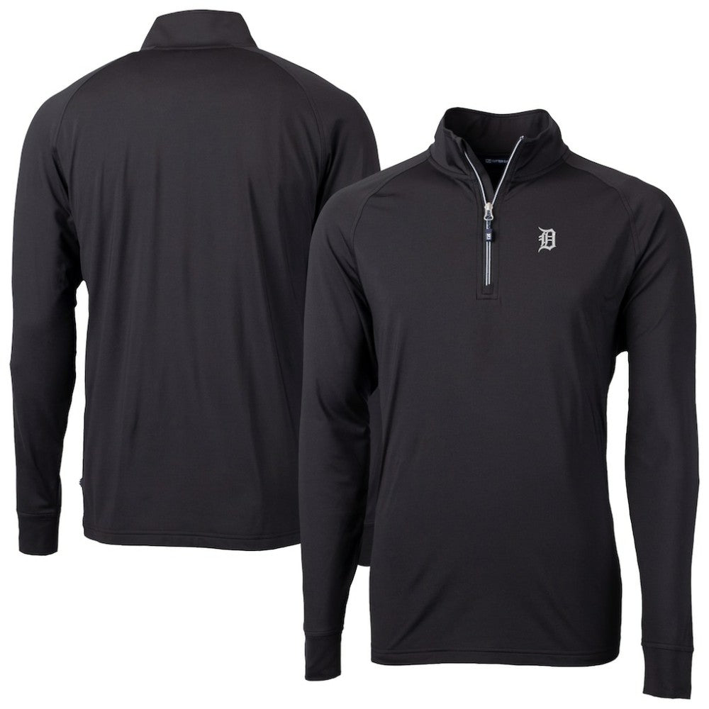 Detroit Tigers Cutter & Buck Adapt Eco Raglan Quarter-Zip Top Black