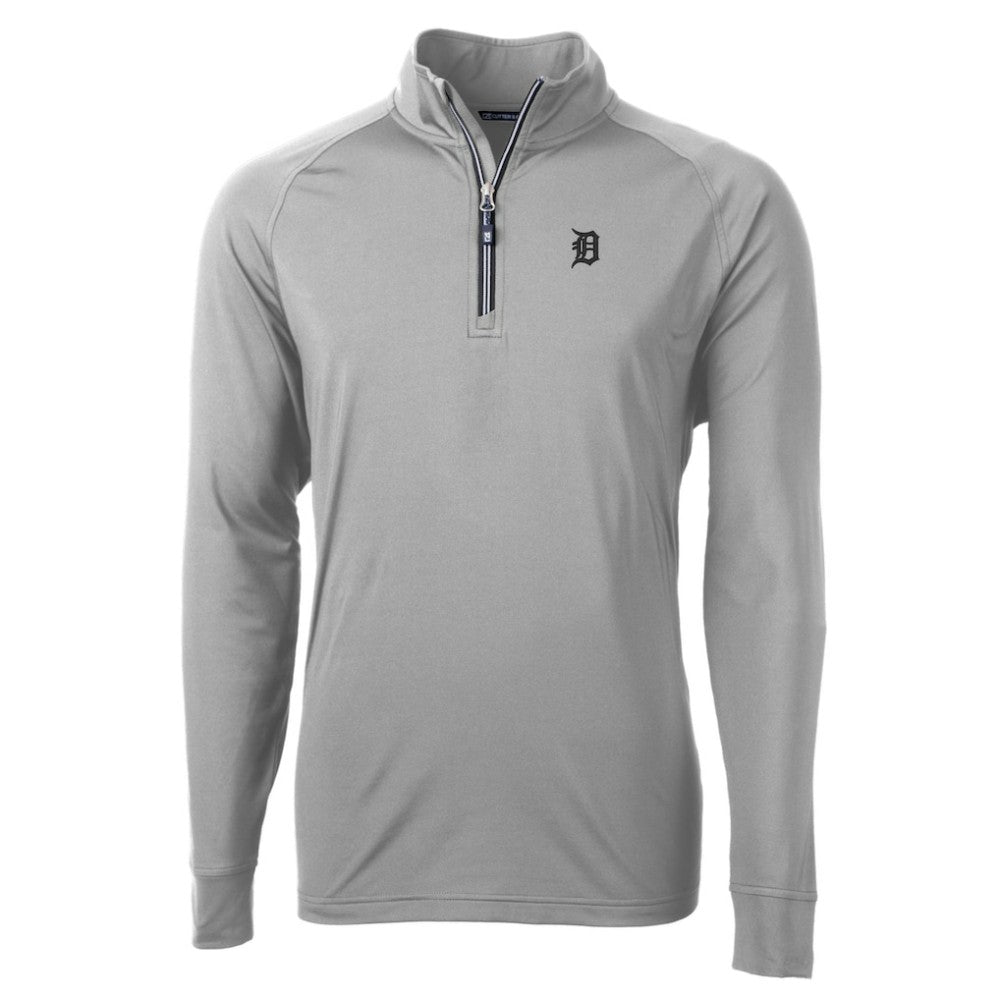 Detroit Tigers Cutter & Buck Adapt Eco Raglan Quarter-Zip Top Gray