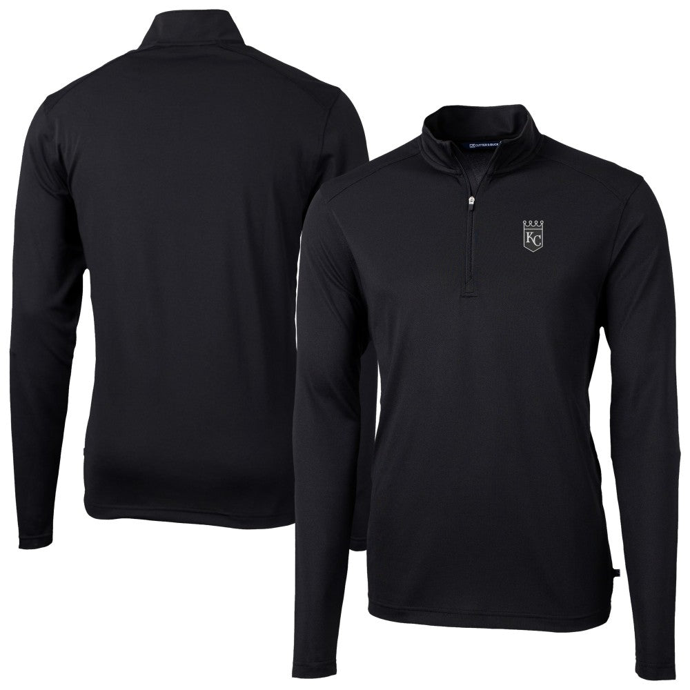 Kansas City Royals Cutter & Buck Virtue Eco Pique Quarter-Zip Jacket Black