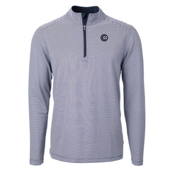 Chicago Cubs Cutter & Buck Virtue Eco Pique Micro Stripe Quarter-Zip Jacket Navy