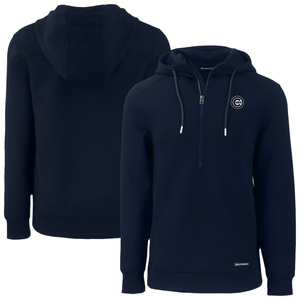 Chicago Cubs Cutter & Buck Roam Eco Recycled Half-Zip Pullover Hoodie Navy