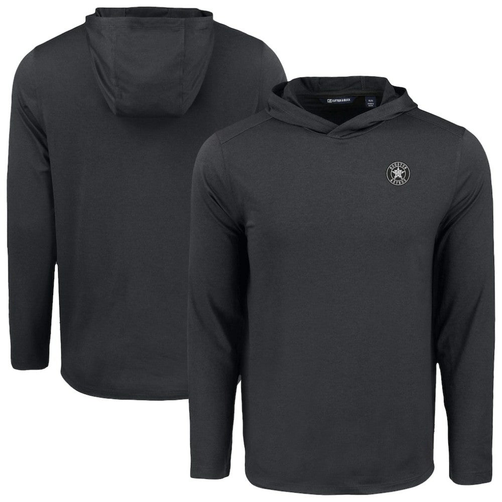 Houston Astros Cutter & Buck Coastline Epic Comfort Eco Recycled Long Sleeve Hoodie T-Shirt Black