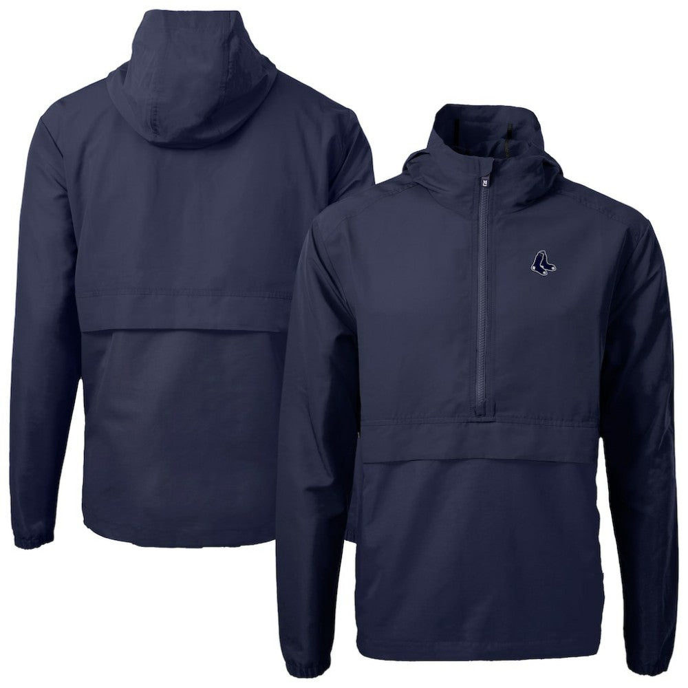 Boston Red Sox Cutter & Buck Charter Eco Recycled Anorak Half-Zip Hoodie Jacket Navy