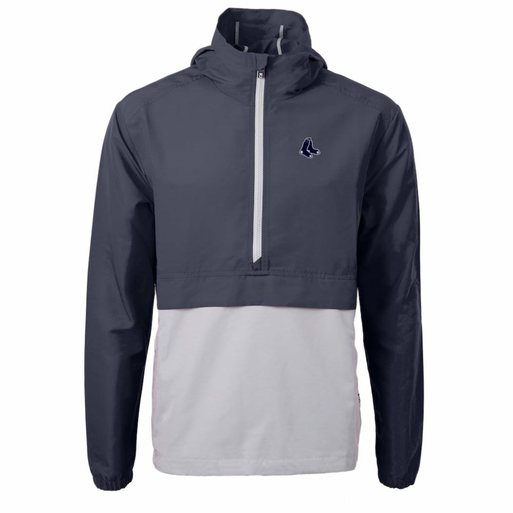 Boston Red Sox Cutter & Buck Charter Eco Recycled Anorak Half-Zip Hoodie Jacket Navy/Gray
