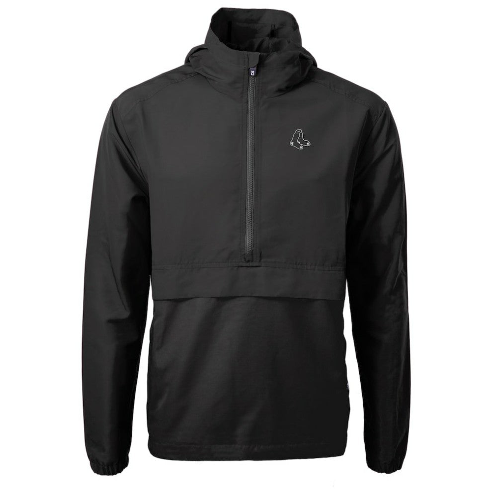 Boston Red Sox Cutter & Buck Charter Eco Recycled Anorak Half-Zip Hoodie Jacket Black